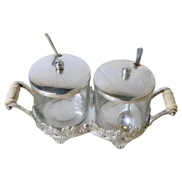 Silver Vintage Silver-Plated Conserve Pots on Stand, 1960, Set of 2 For Sale - Image 8 of 8