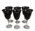 Glass Vintage Mid-Century Modern Black Dark Amethyst Clear Stem Goblets Glasses - Set of Six For Sale - Image 7 of 7