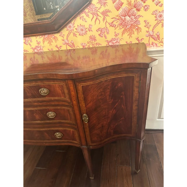 2000 - 2009 Jonathan Charles Mahogany Sideboard With Curved Doors For Sale - Image 5 of 5