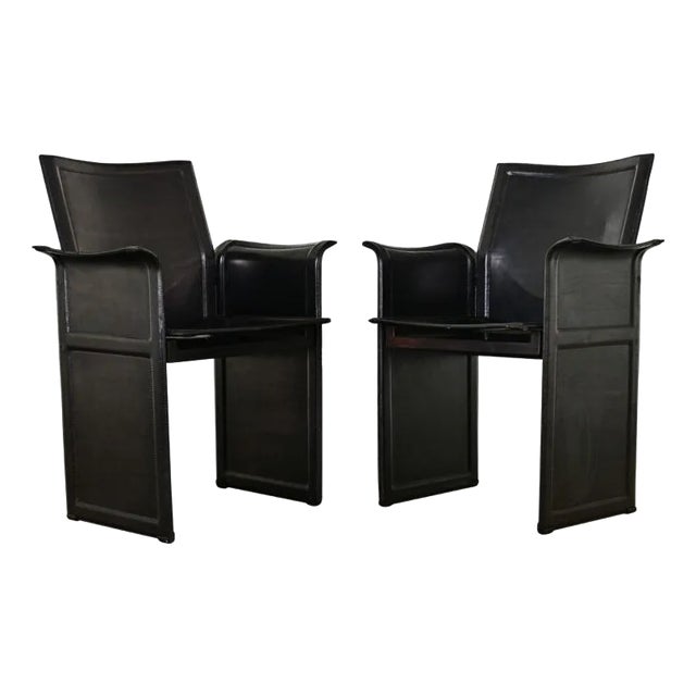 Vintage Italian Matteo Grassi Leather Armchairs - A Pair For Sale