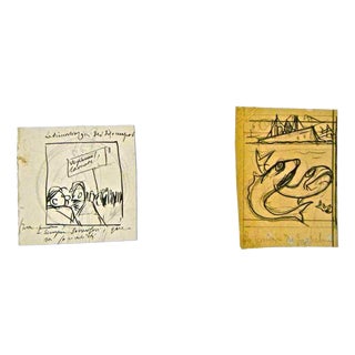 Gabriele Galantara, Sketches, Mixed Media Drawing, 1907 For Sale