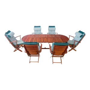 Tricomfort Madein France Rosewood Adjustable Chairs Folding Table Outdoor - 7 Piece Set