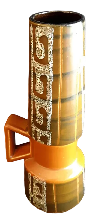 Vintage German Contura Series Ceramic Vase in Orange-Braun from Bay-Keramik, 1970s
