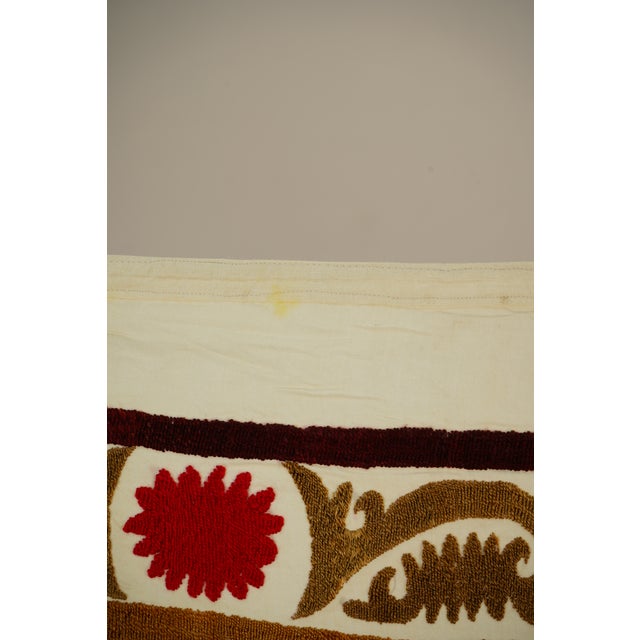 Textile Suzani Table Cover - Beige Tribal Embroidery For Sale - Image 7 of 10