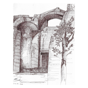 1997 Ron Yrabedra Roman Ruins Drawing