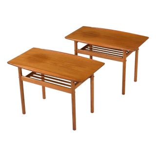 Pair of Grete Jalk for Poul Jeppesen Møbelfabrik Danish Teak Side Tables For Sale