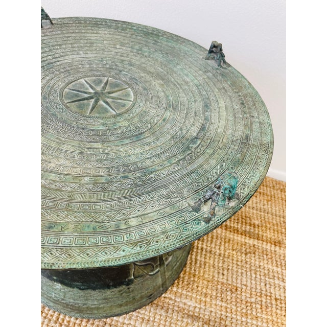 Vintage Asian Style Patinaed Bronze Rain Drum Table For Sale - Image 13 of 14