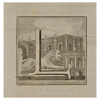 Luigi Vanvitelli, Letter of the Alphabet L, Etching, 18th Century For Sale