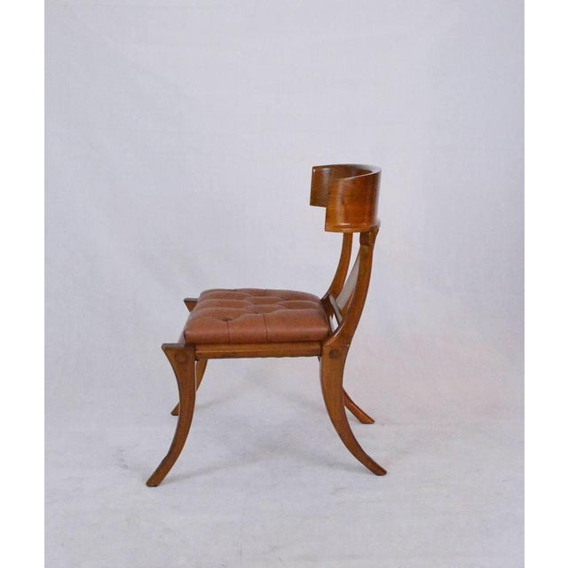 Saber Legged Wood & White Leather Klismos Dining Chairs from Pescetta, Set of 2 For Sale - Image 9 of 17