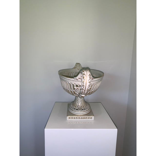 1980s Large Pierced Compote Pedestal Dish For Sale - Image 4 of 7