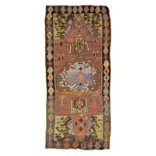 Textile Turkish Kars Kilim Rug For Sale - Image 7 of 7