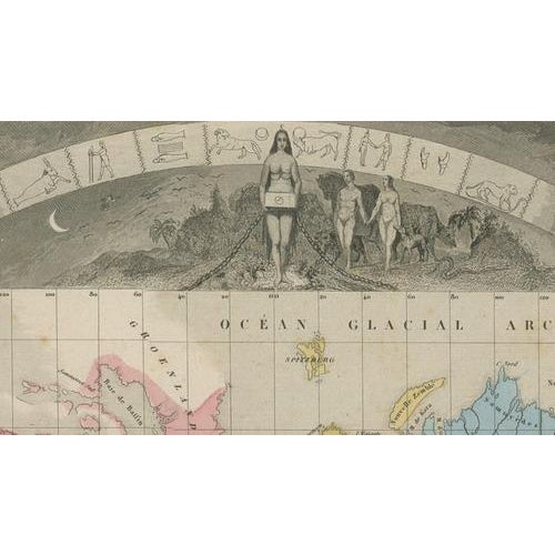 Antique Planisphere World Map, 1845 For Sale - Image 14 of 16