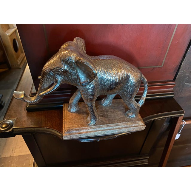 1980s Silver Plated Metal Elephant For Sale - Image 5 of 6