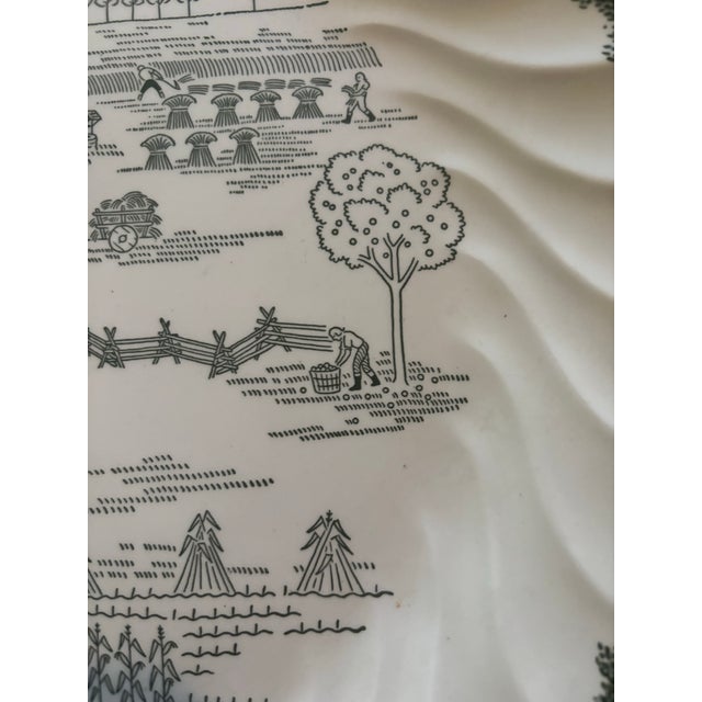 White Vintage Colonial Hemstead Royal China Green & White Transferware of Five, 12" Dinner and Five, 6" Bread Plates - Set of 10 For Sale - Image 8 of 10