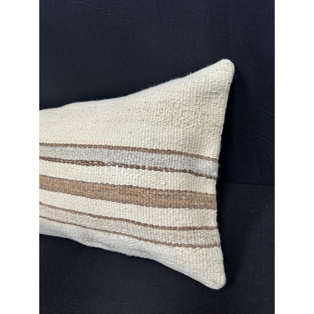 Turkish Hemp Pillow Cushion Natural Beige Brown Cushion Cover 14"x40" For Sale - Image 4 of 4