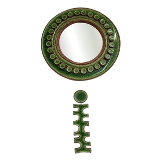 Convex Ceramic Mirror, 1970s For Sale