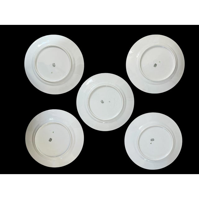 Vintage Epaig Dinner Plates. Gold Band Blue Garland, Pink Roses. Czech. Set of 10 For Sale In San Francisco - Image 6 of 7