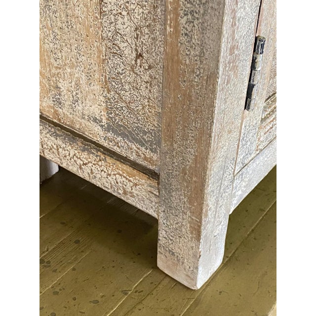 Paint Pair Painted & Distressed Carved Cabinets with Shelf For Sale - Image 7 of 13