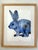 An original watercolor on paper by important Los Angeles artist Kim McCarty, depicting a rabbit in layered blue and...