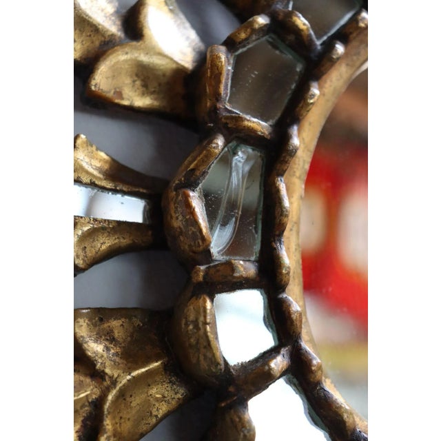 Petite Italian Vintage Giltwood "Sunburst" Decorative Wall Mirror For Sale - Image 10 of 12