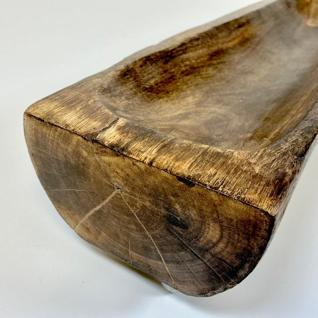 Brown Late 19th C Antique Rustic European French Hand Carved Wood Dough Bowl For Sale - Image 8 of 14