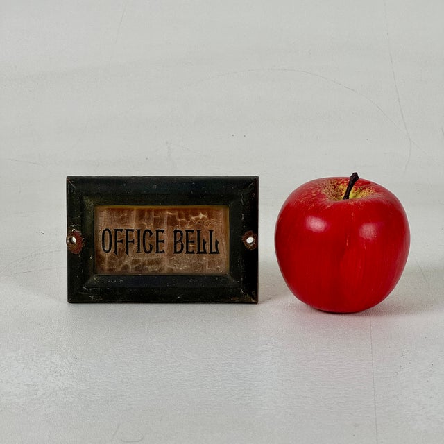 Black Rare Late 19th Century Antique Small Cast Iron Plaque Sign Stating "Office Bell" For Sale - Image 8 of 11