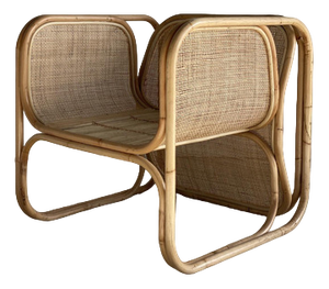 Rattan Armchair with U-Shaped Armrest