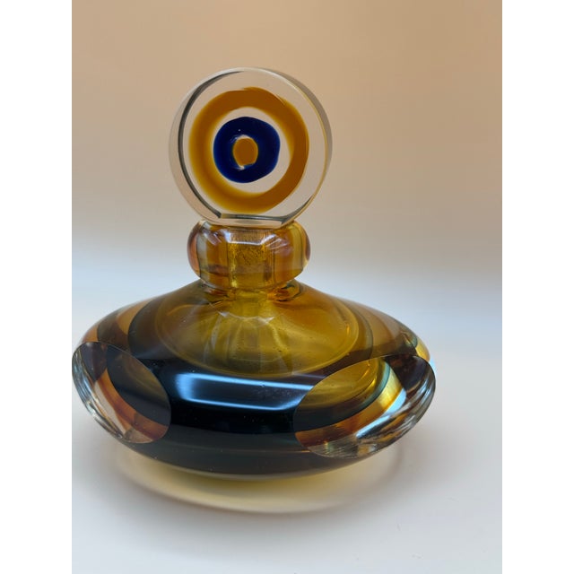 Mid 20th Century Vintage Murano-Style Sommerso Art Glass Perfume Bottle With Bullseye Stopper For Sale - Image 5 of 9