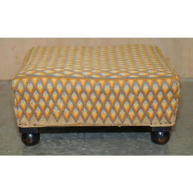 Small Georgian English Country House Footstool with Embroidered Top Bun Feet, 1800s For Sale - Image 18 of 18