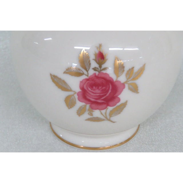 White Lenox Roselyn Rhodora Porcelain Pink Rose With Gold Trim Bud Vase For Sale - Image 8 of 11