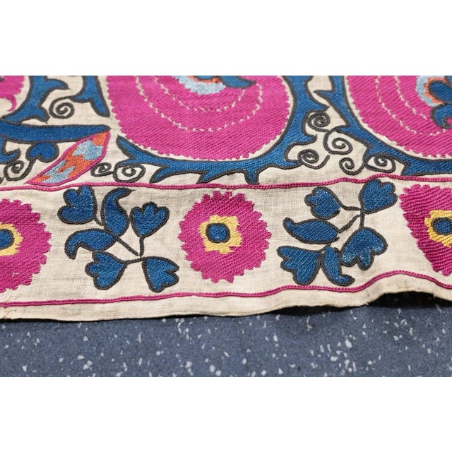 Antique Uzbekistan Suzani Rug 6'2'' x 7'11'' For Sale - Image 9 of 12