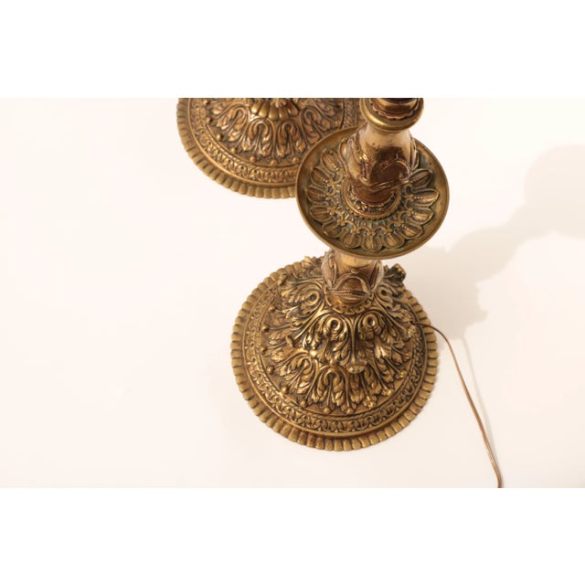 French Doré Bronze Style Candlestick Lamps - a Pair For Sale - Image 4 of 11
