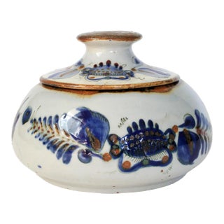 Vintage Lidded Pottery Bowl For Sale
