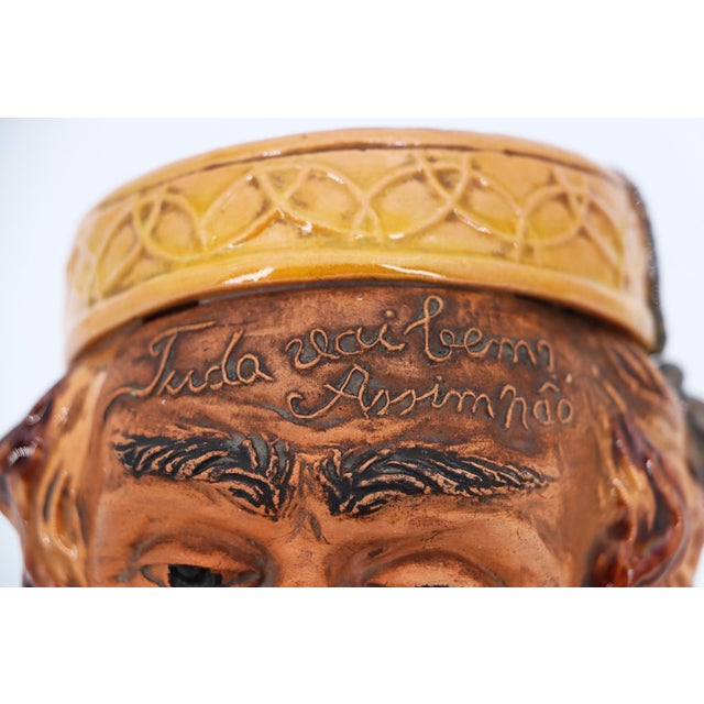 19th Century Bordallo Pinheiro Grotesque Head, Portuguese Palissy Ware, Earthenware For Sale - Image 9 of 11