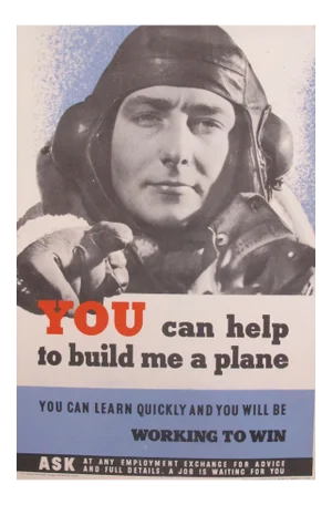Original WII British Poster, You Can Help Me Build A Plane