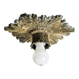 Antique Bronze Sunburst Flush Mount Ceiling Light Art Deco For Sale