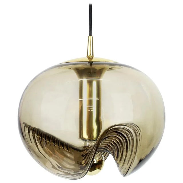 Gray Large German Smoked Glass Pendant Light by Peill & Putzler, 1970s For Sale - Image 8 of 8