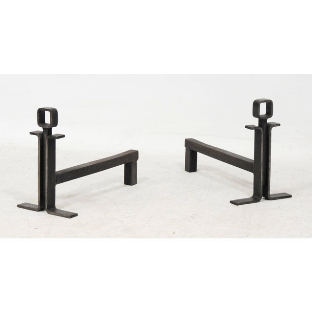 Modernist Steel Andirons, 1950s, Set of 2 For Sale - Image 4 of 5