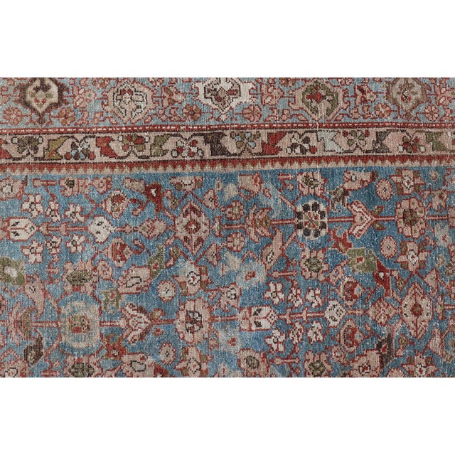 Early 20th Century Antique Persian Malayer Gallery Rug With Soft Blue Field and Lattice 7 X 16'3 For Sale - Image 5 of 15