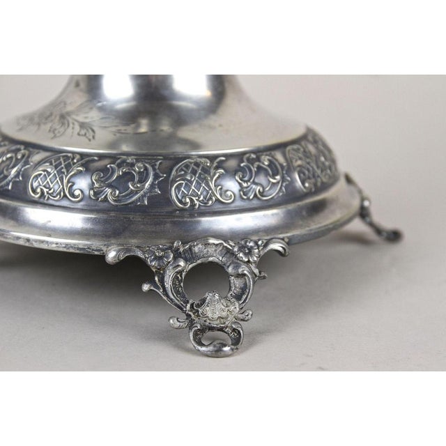 Silver Centerpiece with Engraved Glass Bowl, Austria, 1895 For Sale - Image 12 of 15