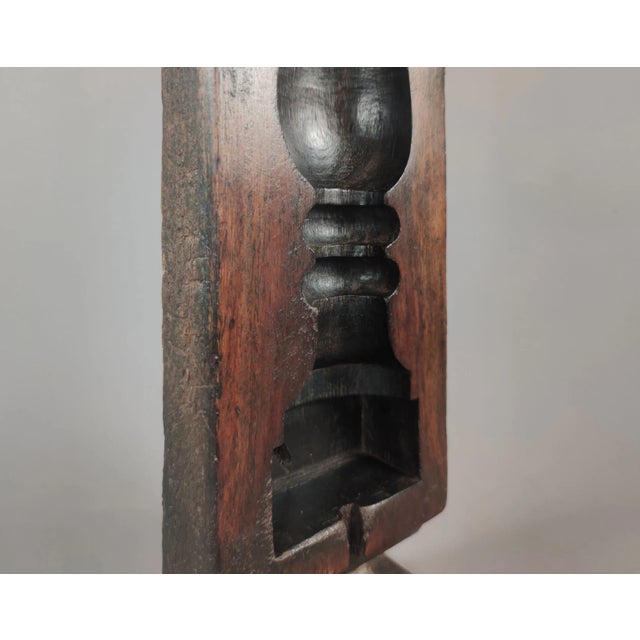 Rustic Industrial Carved Hardwood Baluster Mould Sculpture & Stand, 1950s For Sale - Image 3 of 4