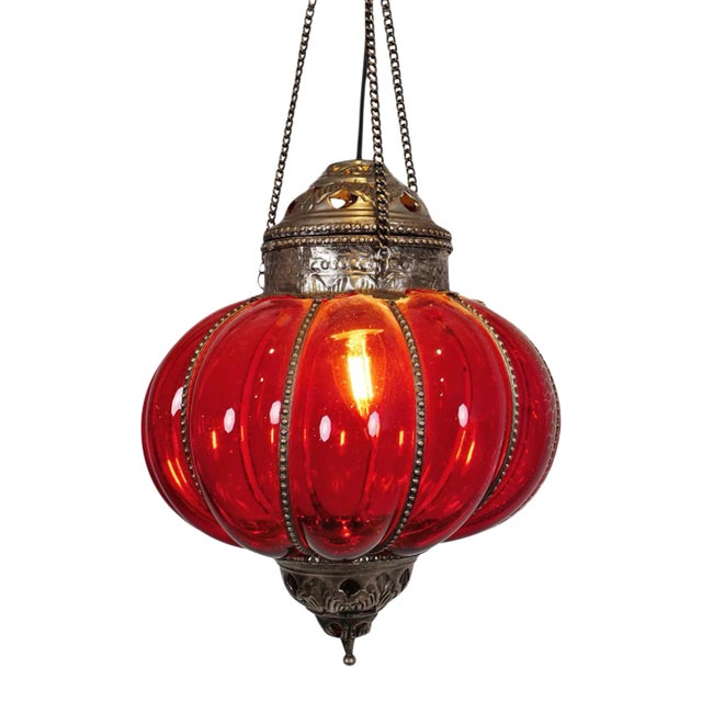 Vintage Red Pumpkin Lantern For Sale