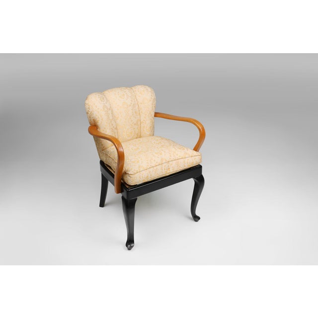 Black Art Deco Armchair in Beech, France, 1940s For Sale - Image 8 of 15