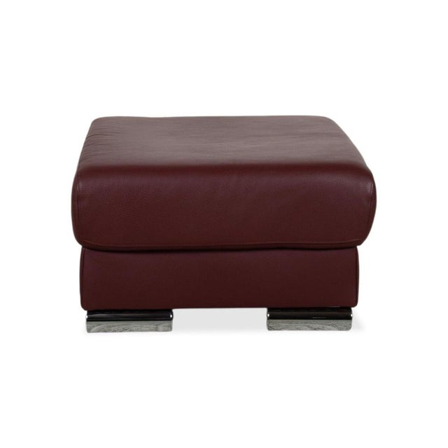 Blues Leather Stool in Red Wine and Red Bordeaux Chrome from Ewald Schillig For Sale - Image 9 of 12
