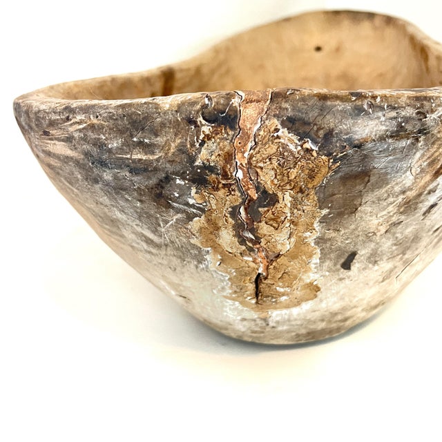 Antique Hand Carved Dugout Wood Trough Bowl For Sale - Image 14 of 18