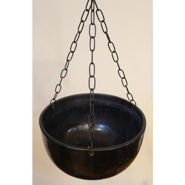 Ceramic 1960's Architectural Gainey Pottery Mid Century Modern Black Ceramic Hanging Swag Garden Planter Bowls - Set of 2 For Sale - Image 7 of 10
