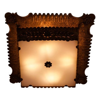 Art Deco Copper and Acrylic Glass Flush Mount, 1930s, Germany For Sale