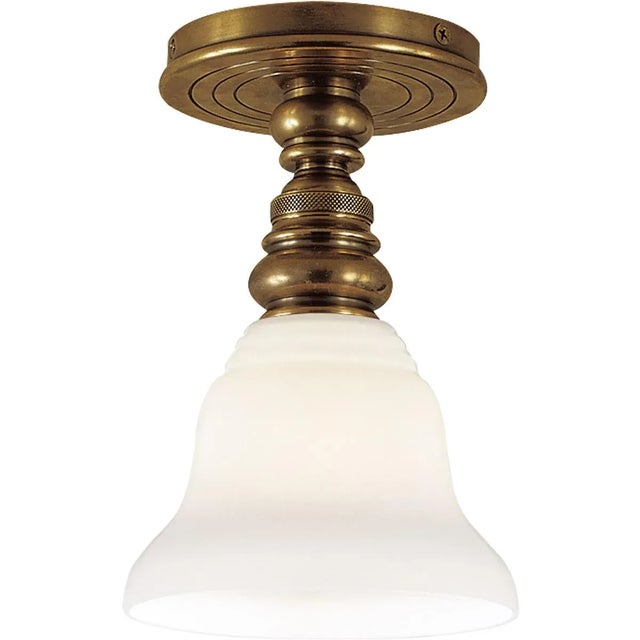 Boston Single Flush Mount in Hand-Rubbed Antique Brass with SLEG Shade Designer: Chapman & Myers Canopy: 5" Round...