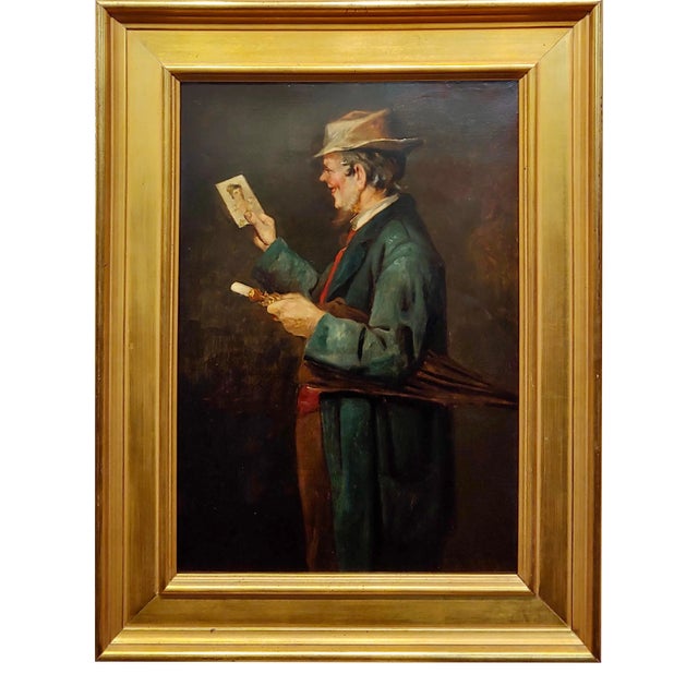 Naughty Old Man Drooling Over a Young Woman Photo-1920s Oil Painting For Sale