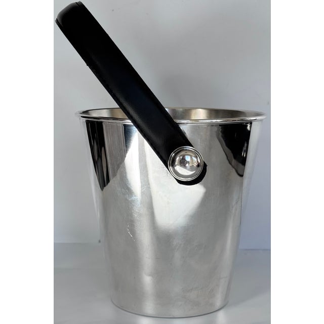 Late 20th Century Ralph Lauren Style Silverplate & Leather Wine Chiller For Sale In Seattle - Image 6 of 11